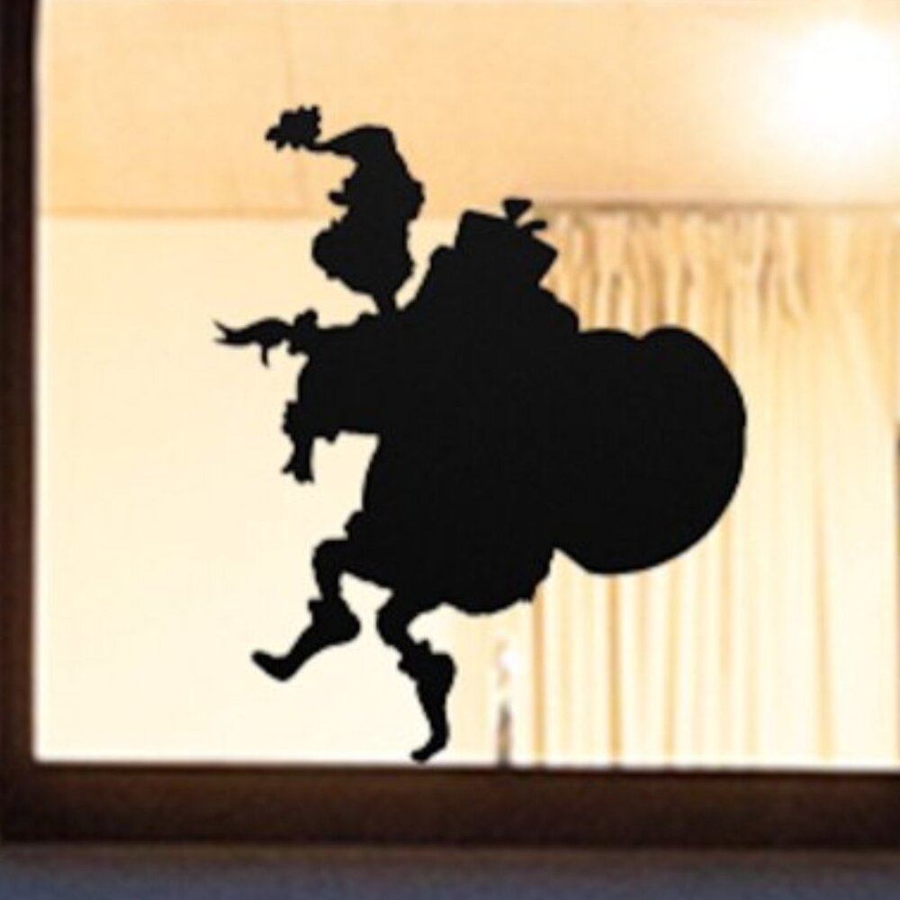 Gigantic Stole Christmas taking gifts window Cling silhouette+Reusable